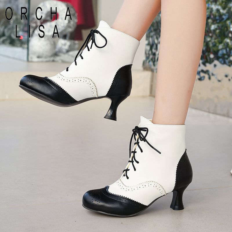 Oxford Lace Up Women - ORCHA LISA Fashion Women's Ankle Boots