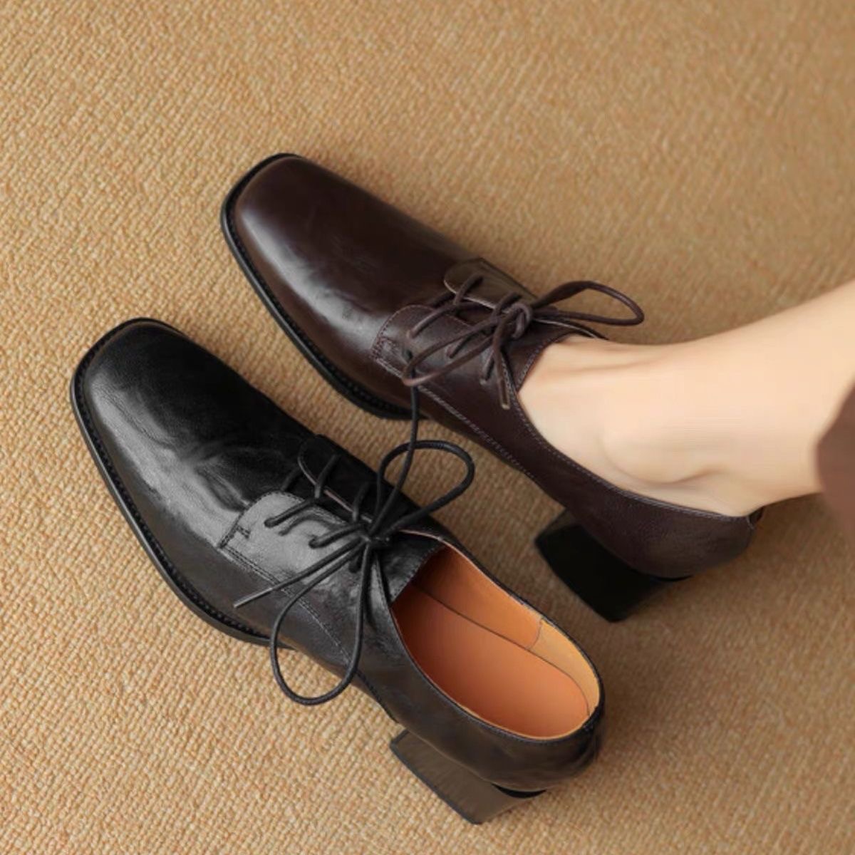Women Square Toe Lace Up Oxfor - Oxford Lace Up Women recension och pris