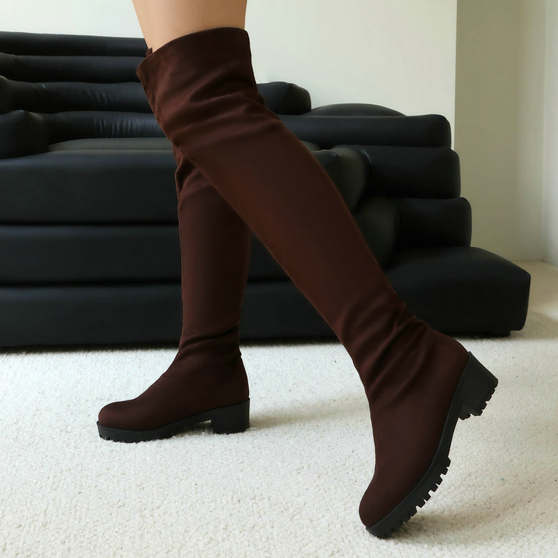 Faux Suede Leather Flock Slip- - Sock Boot Women recension och pris