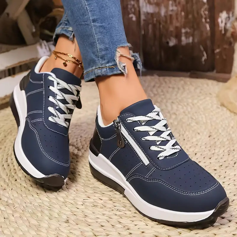 Women Side Zipper Platform Sne - Oxford Lace Up Women recension och pris