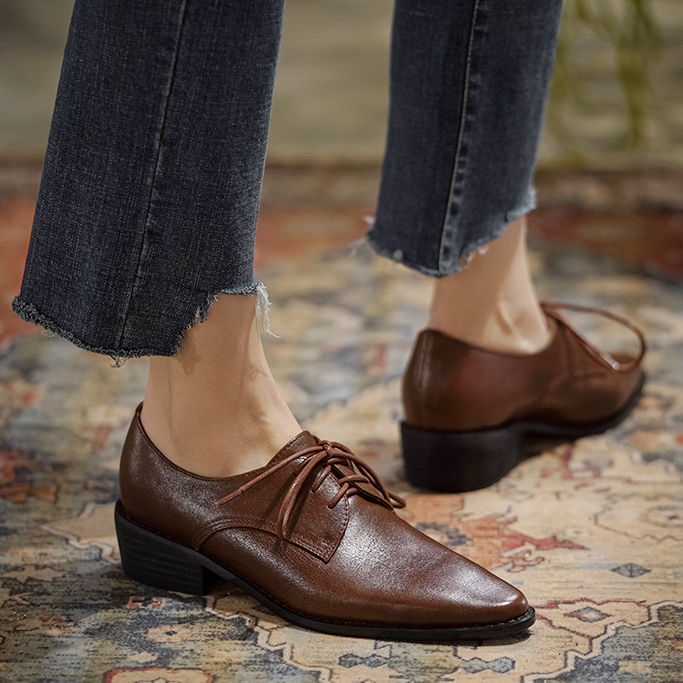 LIHUAMAO Cow Leather Women Sho - Oxford Lace Up Women recension och pris