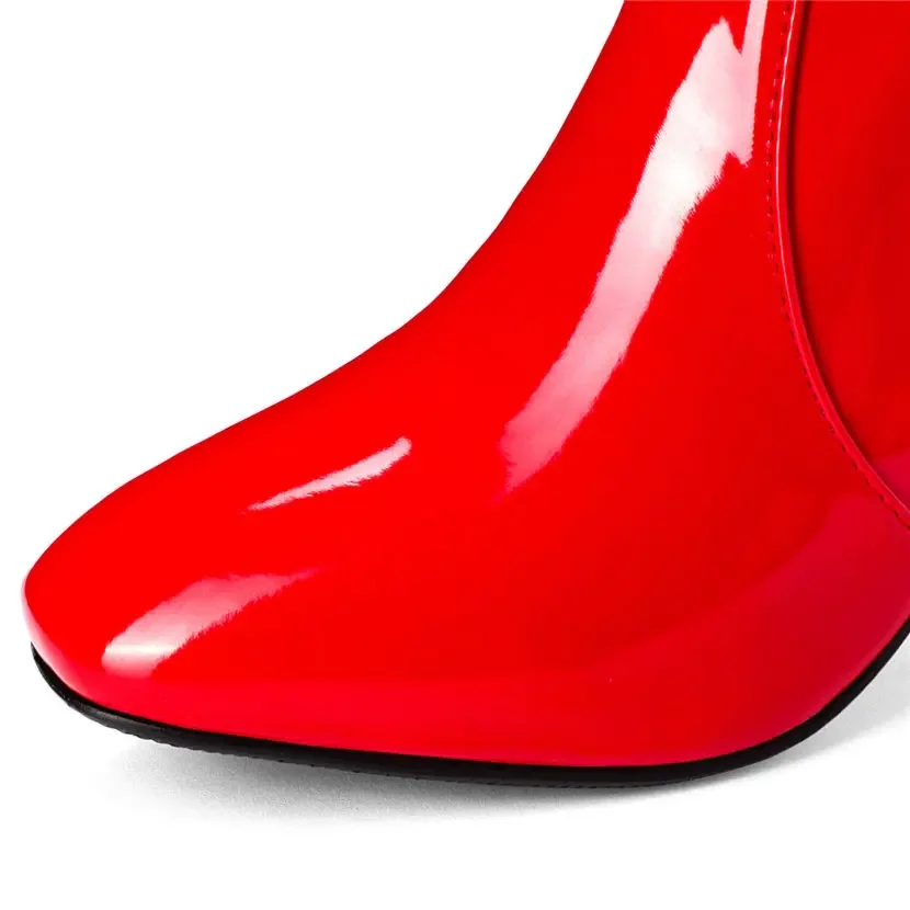 Red White Patent Leather Women - Knee High Boots Women recension och pris